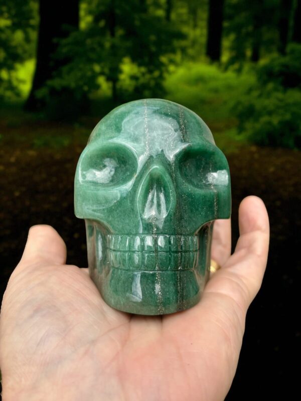 168-V-forrest.jpg Green Aventurine Skull with Pyrite Inclusions