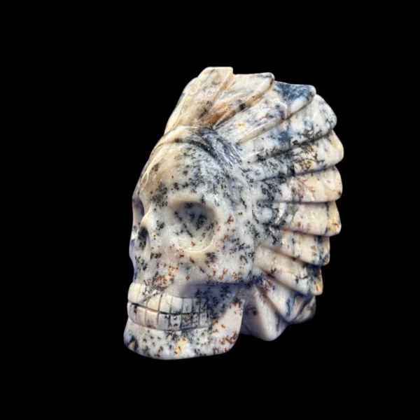 Rare Dendritic Agate Crystal Skull | Hand-Carved Shaman Style