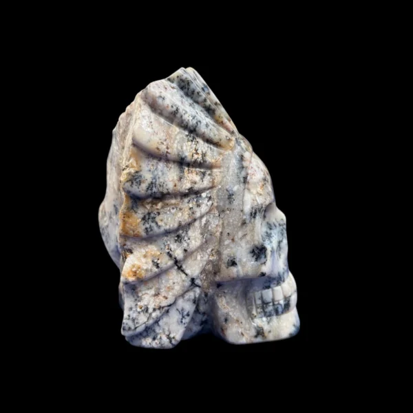 Rare Dendritic Agate Crystal Skull | Hand-Carved Shaman Style
