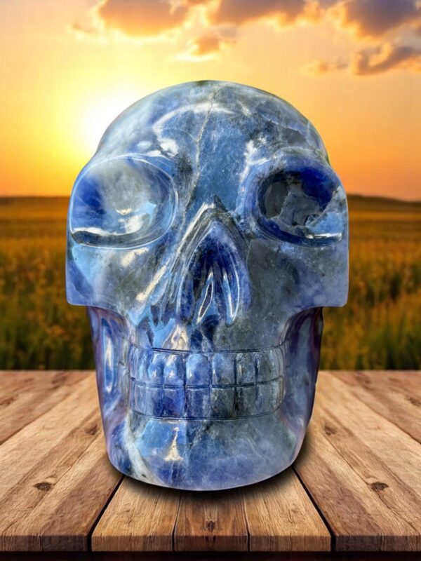 IMG_0642-sunset-1.jpg Large Sodalite Skull - Electric Blue Sodalite