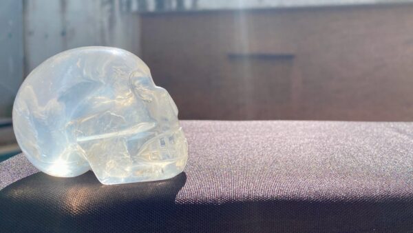 Moon quartz crystal skull
