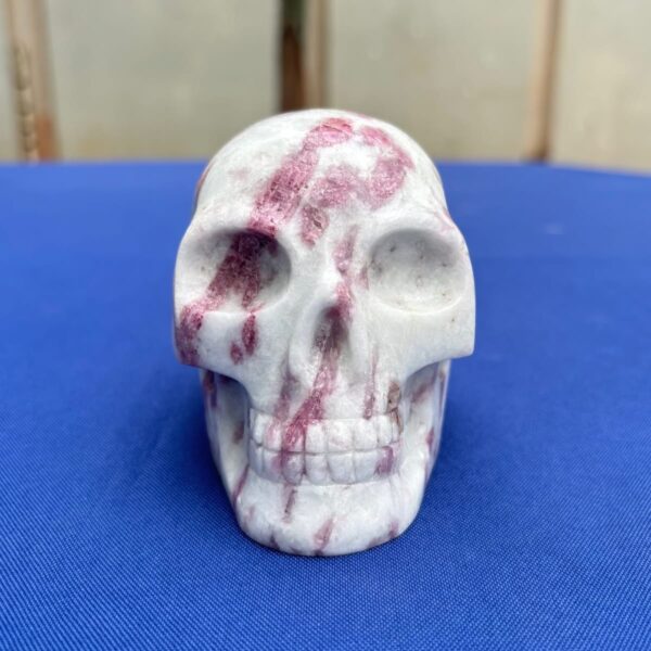 Pink Tourmaline in Albite Crystal Skull – 0.73 kg