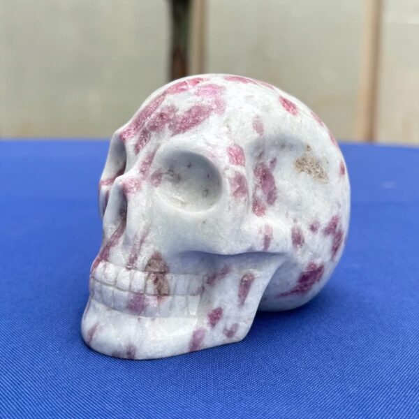 Pink Tourmaline in Albite Crystal Skull – 0.73 kg