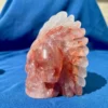 Fire Quartz Feathered Shaman Skull 760g