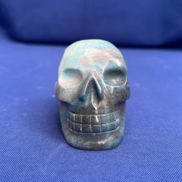 Blue Trolleite Crystal Skull – Hand-Carved – Hand-Carved