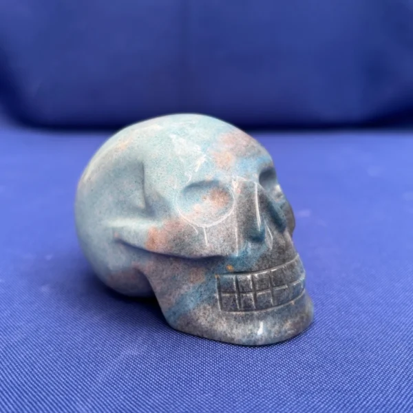 Blue Trolleite Crystal Skull – Hand-Carved – Hand-Carved