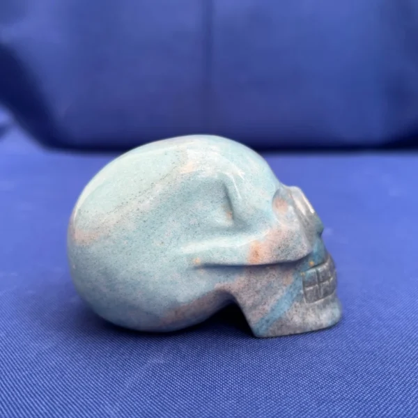 Blue Trolleite Crystal Skull – Hand-Carved – Hand-Carved