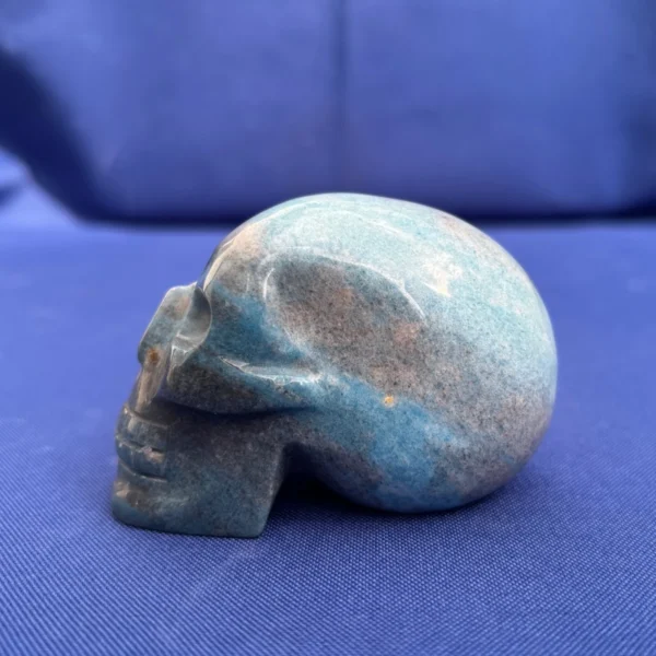 Blue Trolleite Crystal Skull – Hand-Carved – Hand-Carved