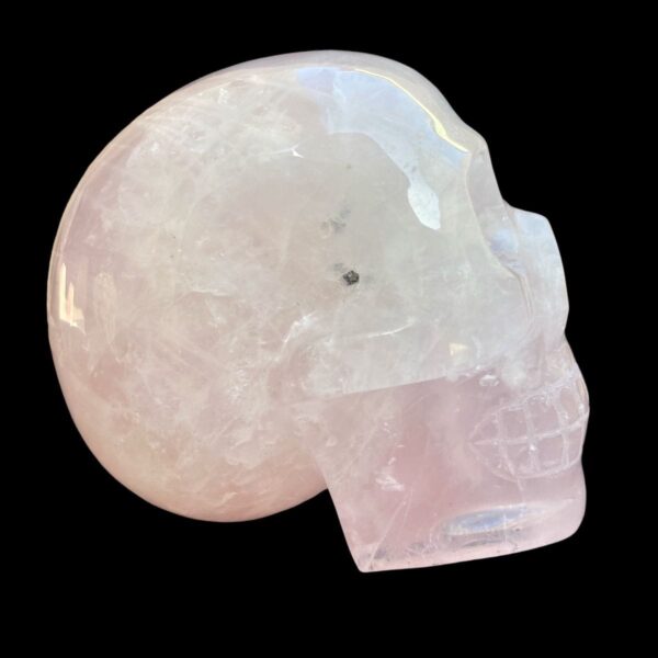 Rose quartz crystal skull