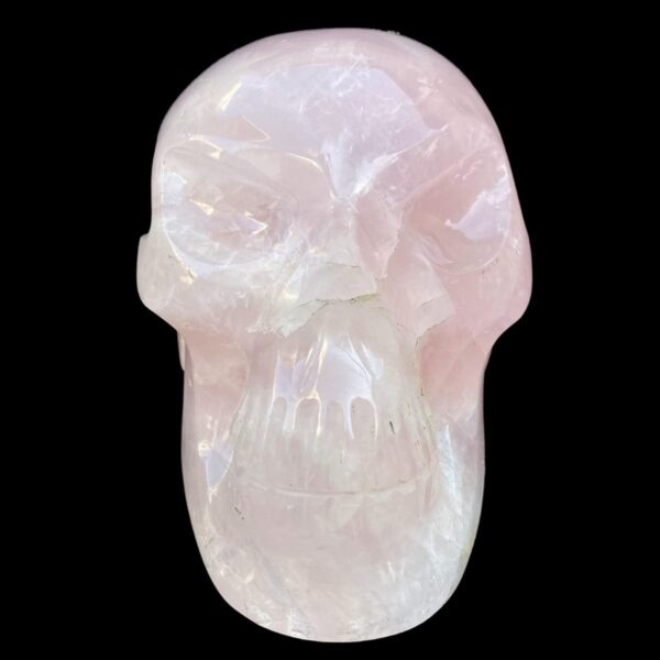 Life-size rose quartz skull