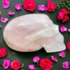 Life-size rose quartz skull