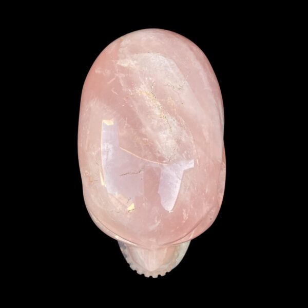 Life-size rose quartz skull