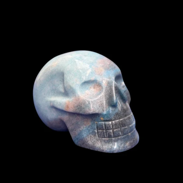 Blue Trolleite Crystal Skull – Hand-Carved – Hand-Carved