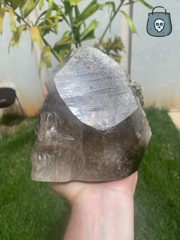 elestial-smoky-quartz-skull5-1.jpeg Elestial smoky quartz skull with green muscovite