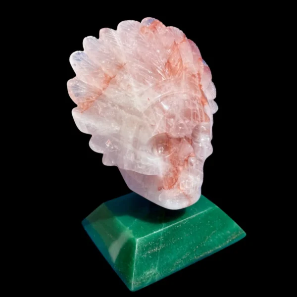 fire-quartz-feathered-shaman-skull3.webp Fire Quartz Feathered Shaman Skull on Aventurine Base