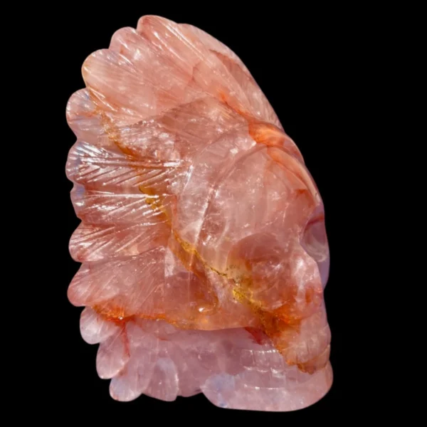 Fire Quartz Feathered Shaman Skull