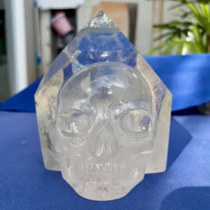 Large Clear Quartz Crystal Skull on Natural Point