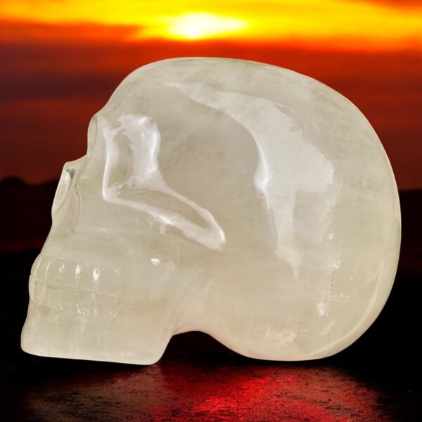 opalized-citrine-skull-at-sunset5-1.jpg Life-size Opalized Citrine Skull