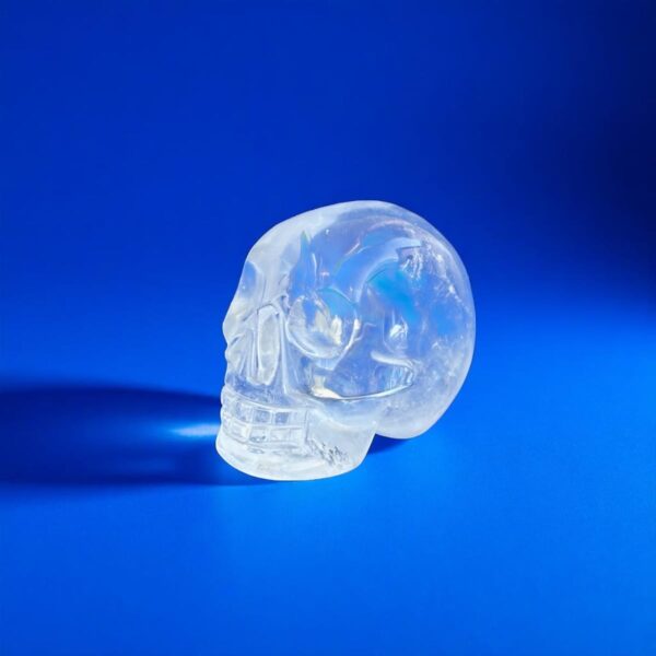 Small Clear Quartz Skull with Rainbows – 81g Bright Energy